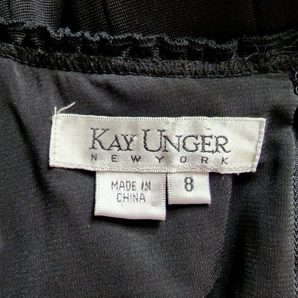 Kay Unger Black Ruffled Neckline Cocktail Dress Sleeveless Classic Lined - Picture 4 of 6